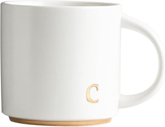 COLLECTIVE HOME - Monogram Ceramic Mugs, 15 oz Golden Initial Coffee Cups, Elegant Alphabet Tea M... | Amazon (US)