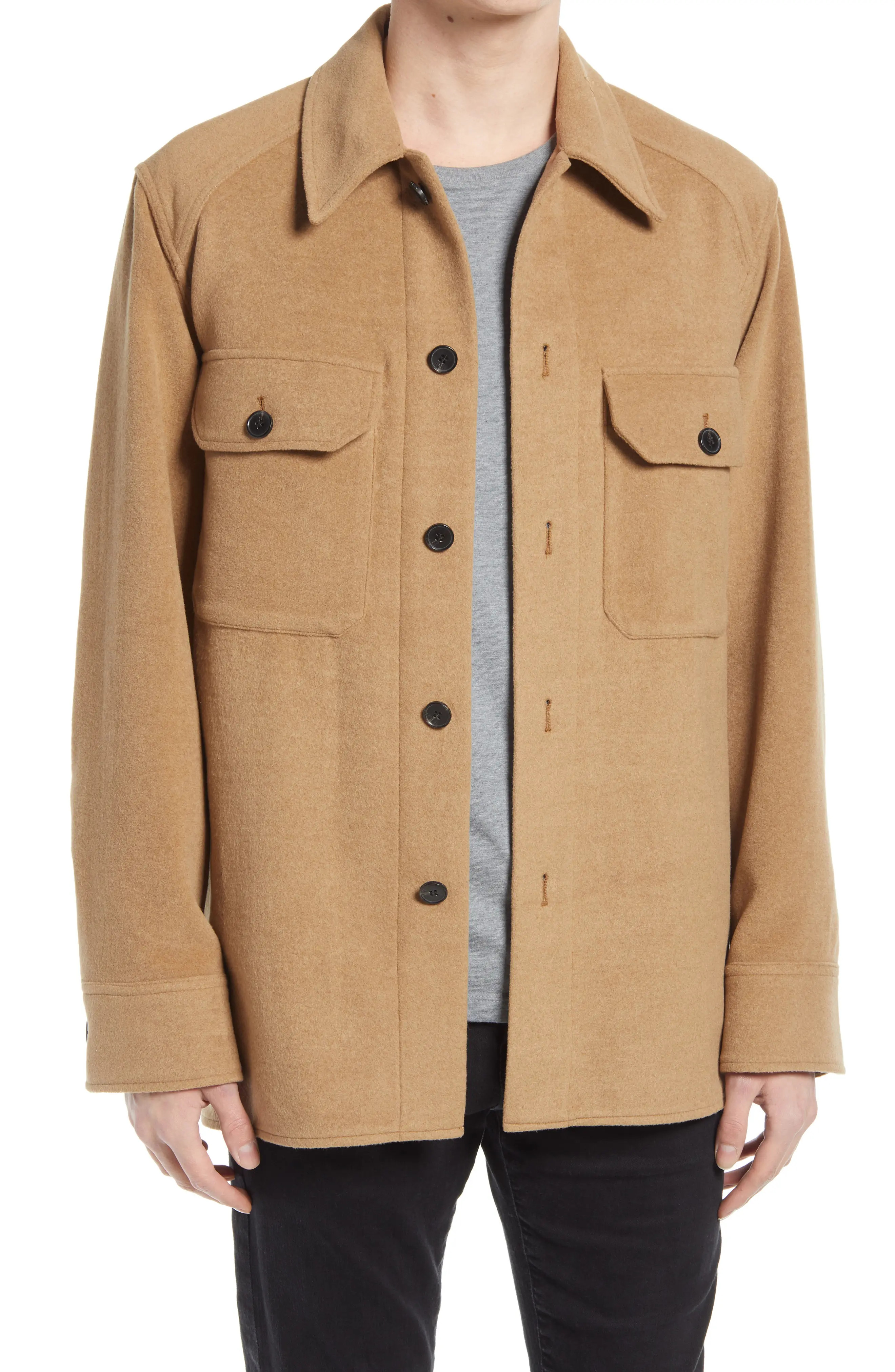 Men's Allsaints Loki Shirt Jacket, Size Medium - Beige | Nordstrom