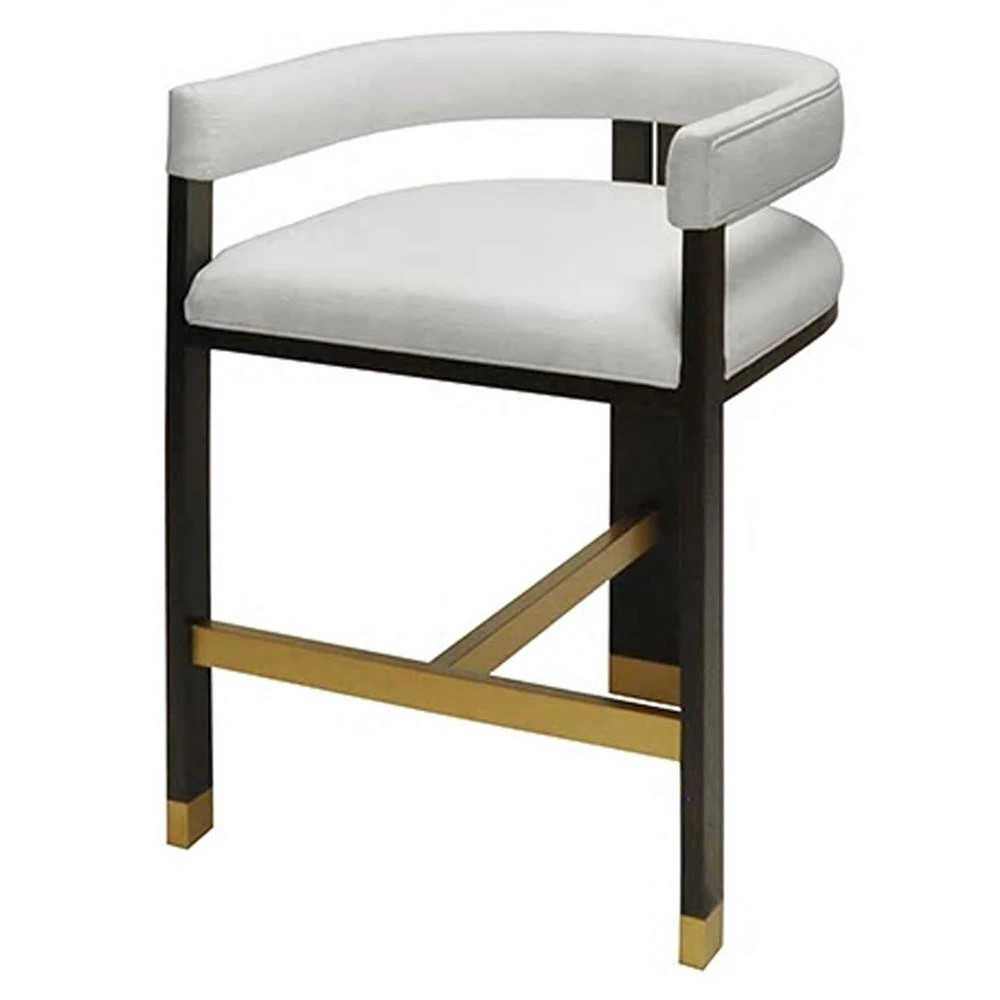 Worlds Away Cruise Modern White Linen Upholstered Dark Espresso Counter Stool | Kathy Kuo Home