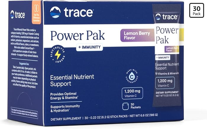 Trace Minerals Power Pak Electrolyte Powder Packets, Lemon Berry, 30 Ct | Amazon (US)