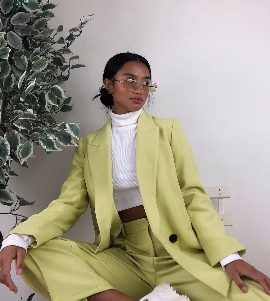 Topshop Petite - Limegrøn oversized blazer | ASOS (Global)