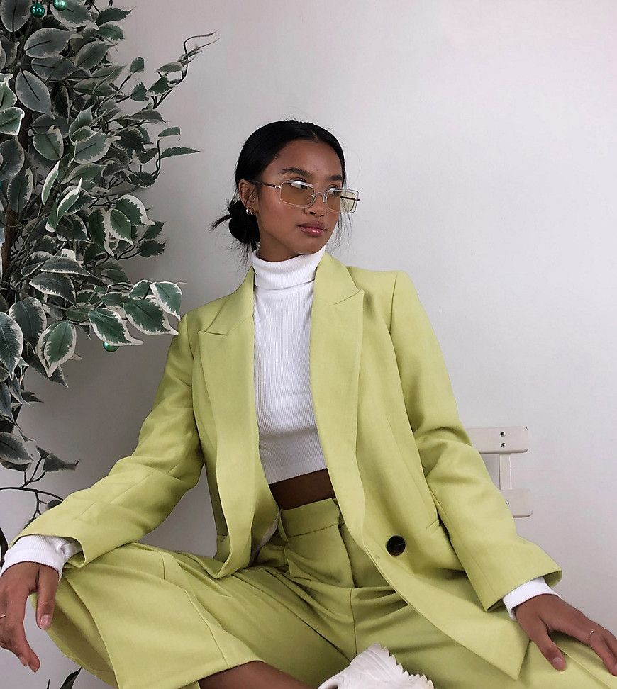 Topshop Petite - Limegrøn oversized blazer | ASOS (Global)