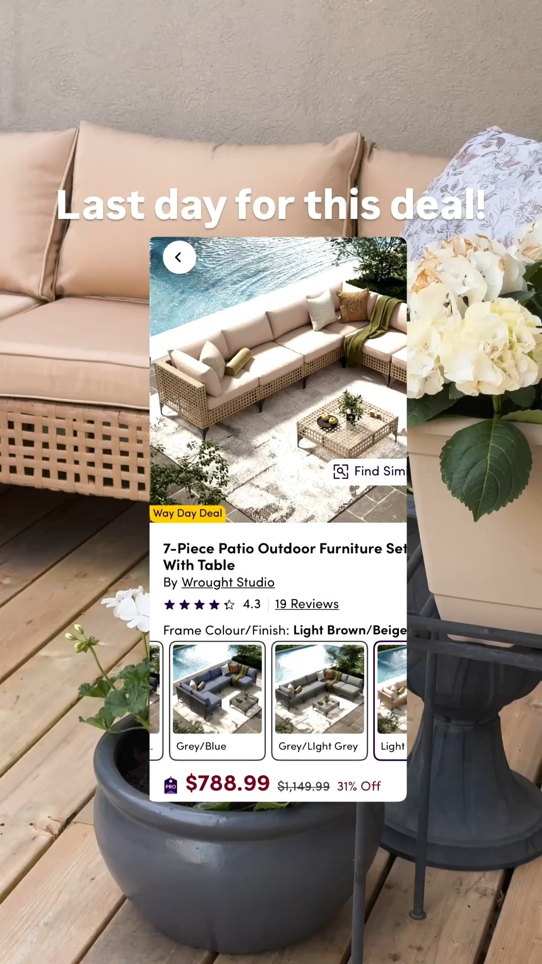 Outdoor 7 piece patio furniture set on sale now 