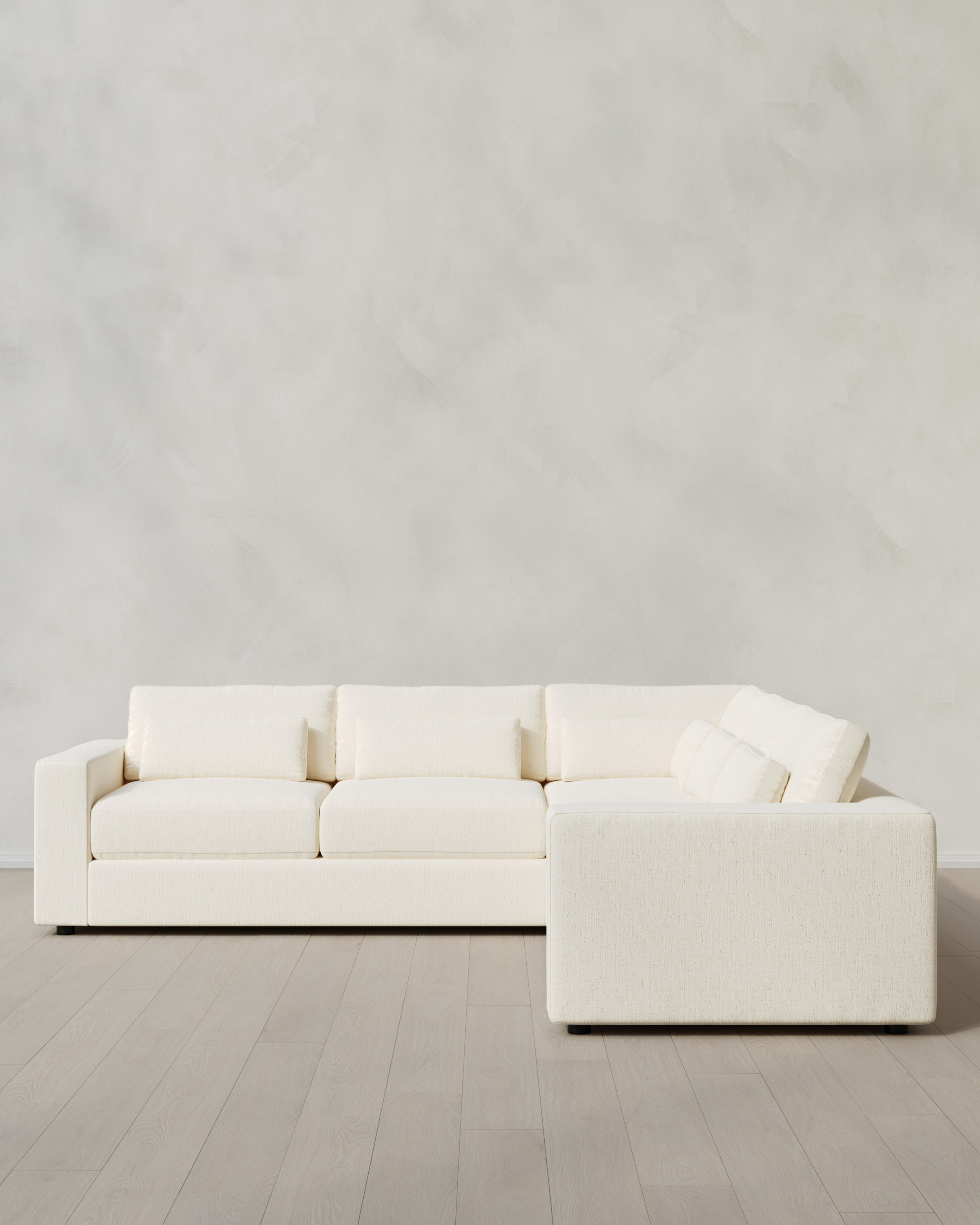Quince | Ashford Deep Seat L Sectional in Performance Chenille Linen Blend in Sorrell, Size 119x119, Polyester | Quince