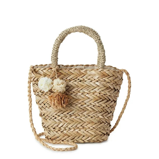 Eliza May Rose Mini Structured Tote with Poms - Walmart.com | Walmart (US)