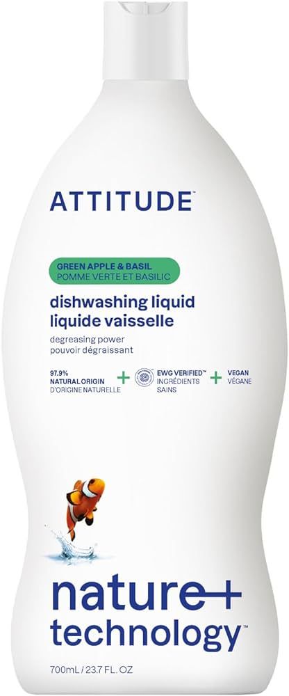 ATTITUDE Dishwashing Liquid, EWG Verified, Vegan Dish Soap, Plant Based, Naturally Derived Produc... | Amazon (US)