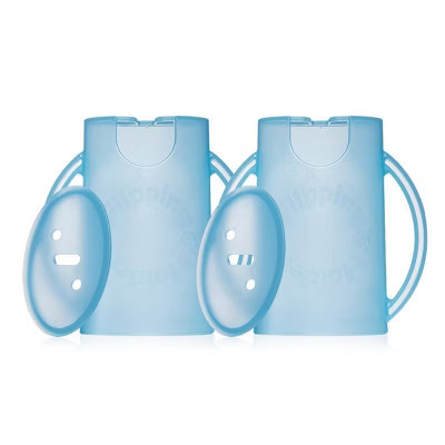 Flipping Holder Food Pouch Holder No Squeeze, flips over to hold drink boxes and juice pouches, easy grip handles and lid (Blue 2-Pack) | Target