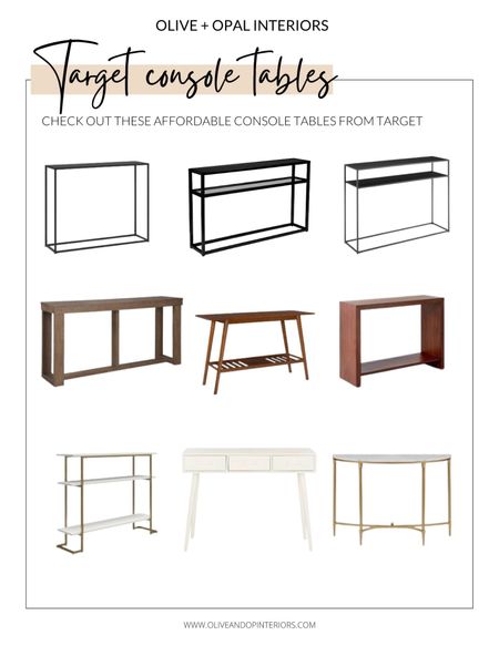 Here is a roundup of some great console table options from Target!
.
.
.
Black Metal
Industrial 
Modern
Modern Farmhouse 
Rustic
Contemporary 
Marble
Gold
White
Wood
Storage

#LTKstyletip #LTKunder100 #LTKhome