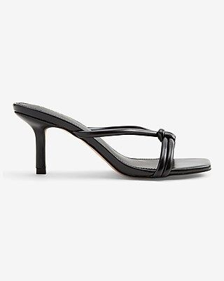 Tubular Knotted Square Toe Heeled Sandals | Express