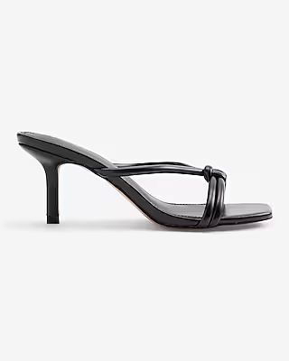 Tubular Knotted Square Toe Heeled Sandals | Express
