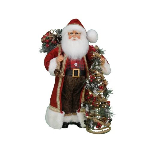 Christmas Plaid Santa Figurine | Wayfair North America