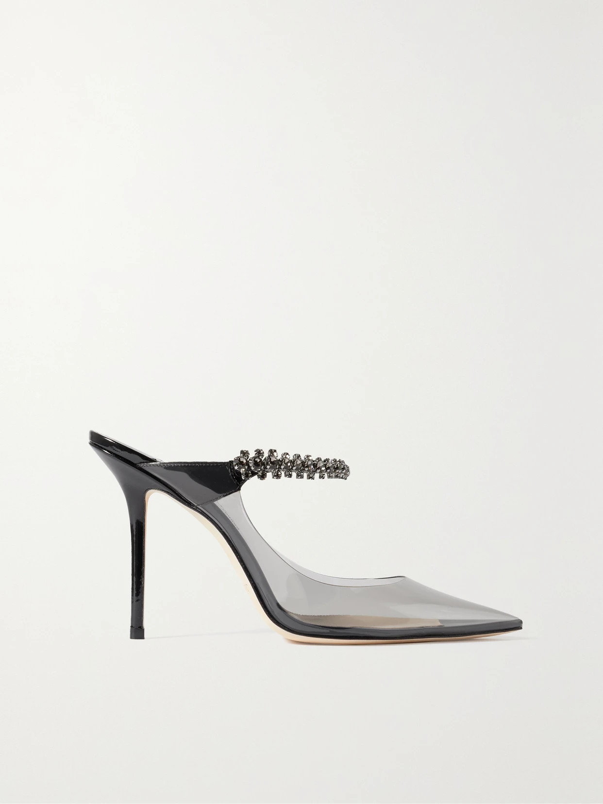 Jimmy Choo - Bing 100 Crystal-embellished Pvc And Patent-leather Mules - Black | NET-A-PORTER (US)