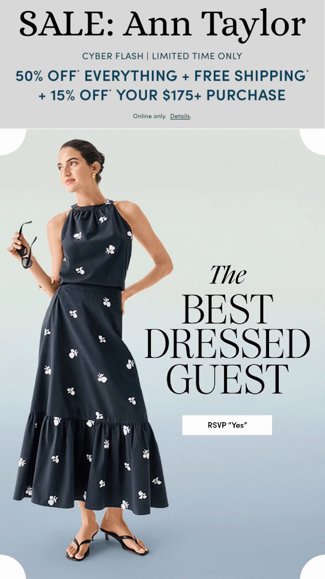 Ending Soon!!!  Cyber Weekend SALE at Ann Taylor ‼️ 50% OFF Site Wide + FREE Shipping ‼️ Spend $175 and score an additional 15% OFF your total Purchase!!!
Refresh your Summer Closet 
#LTKTravel #LTKSeasonal
#LTKootd #LTKSaleAlert #LTKWorkwear
#LTKgrwm #LTKTravel 
https://liketk.it/6guYj