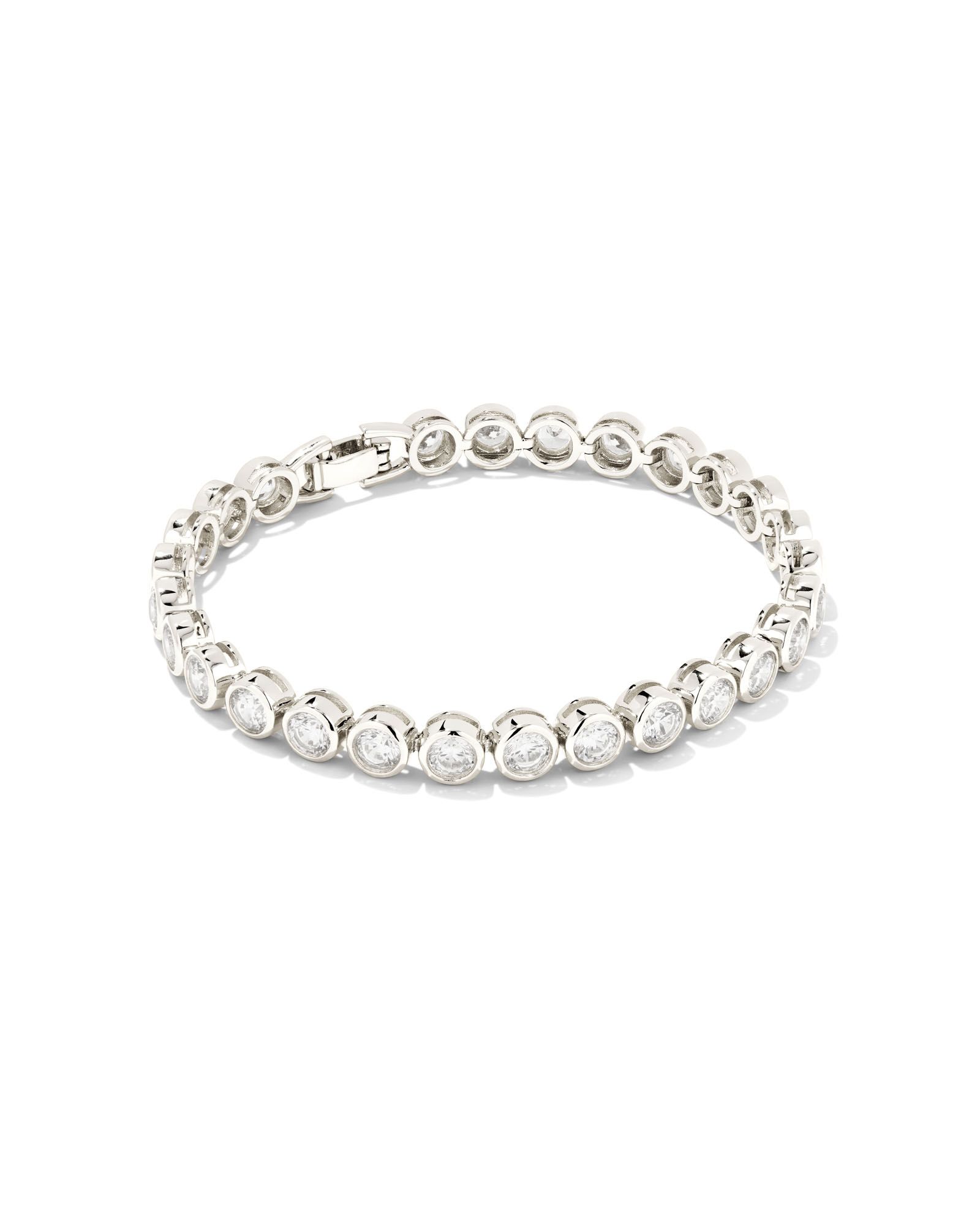 Carmen Bright Silver Tennis Bracelet in White Crystal | Kendra Scott | Kendra Scott