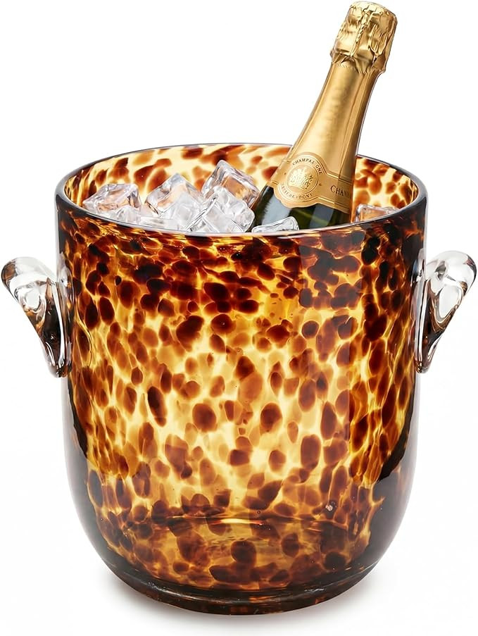 Remerry 1 Pcs Tortoise Pattern Ice Bucket Glass 6.6 Inch Diameter Chiller Beverage Tub Cocktail H... | Amazon (US)