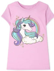 Girls Short Sleeve Unicorn Rainbow Graphic Tee | The Children's Place | The Children's Place
