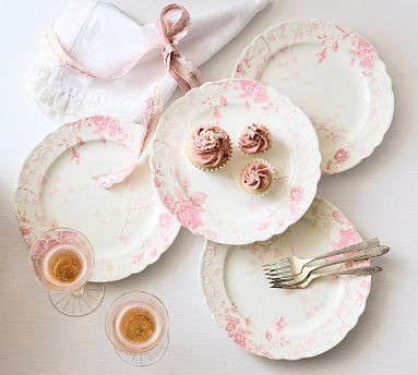 LoveShackFancy Pink Rose Salad Plates - Set of 4 | Pottery Barn (US)