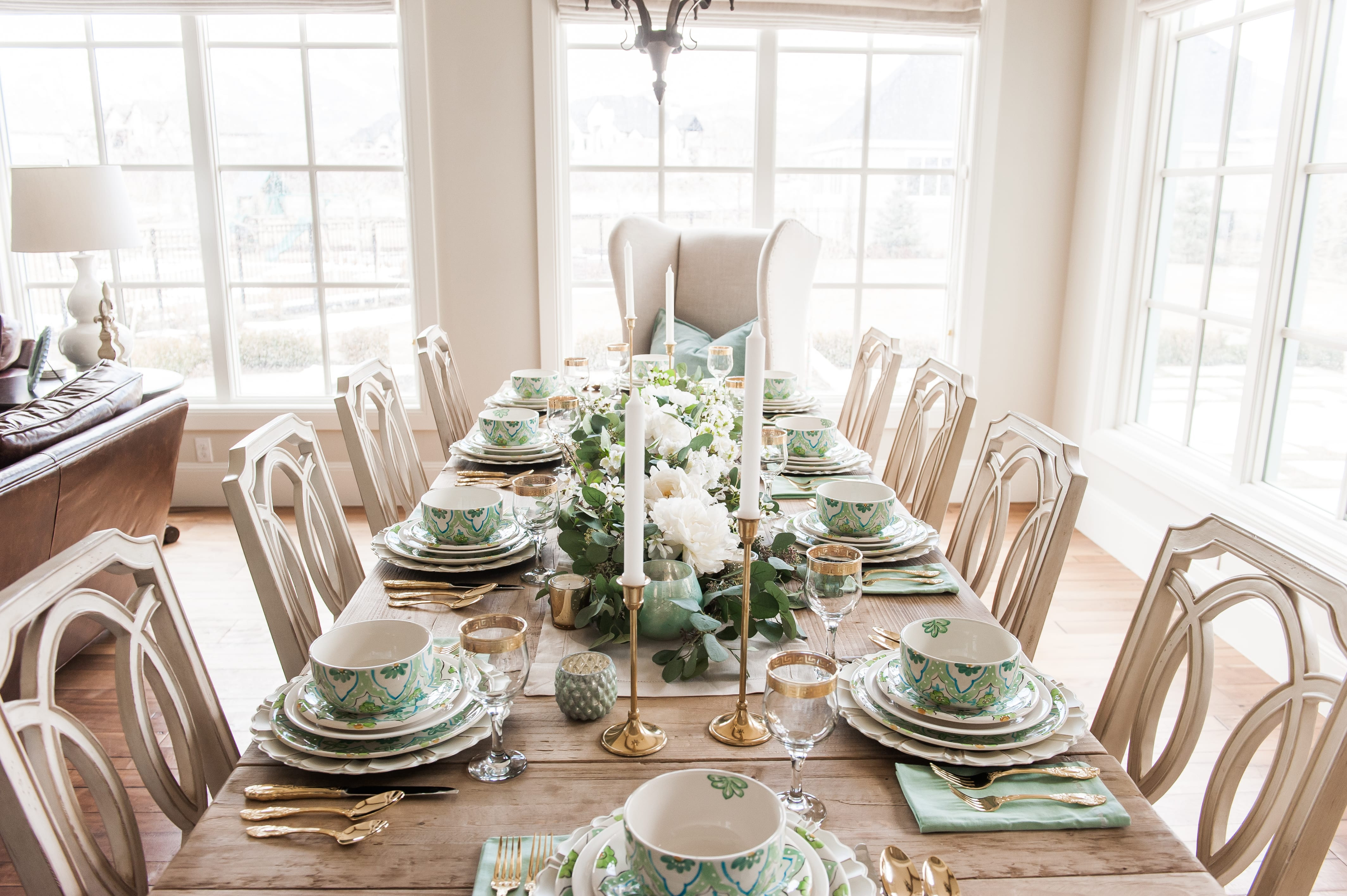 Versatile green, white, and gold tablescape perfect for St. Patrick’s Day, spring entertaining, and Easter brunch. Get the look with chic dinnerware, florals, and shamrock accents—items linked! #StPatricksDay #EasterBrunch #SpringEntertaining #Tablescape #HomeWithHollyJ #ShopHollyJHome 

 #LTKfoodie #LTKSeasonal #LTKHome