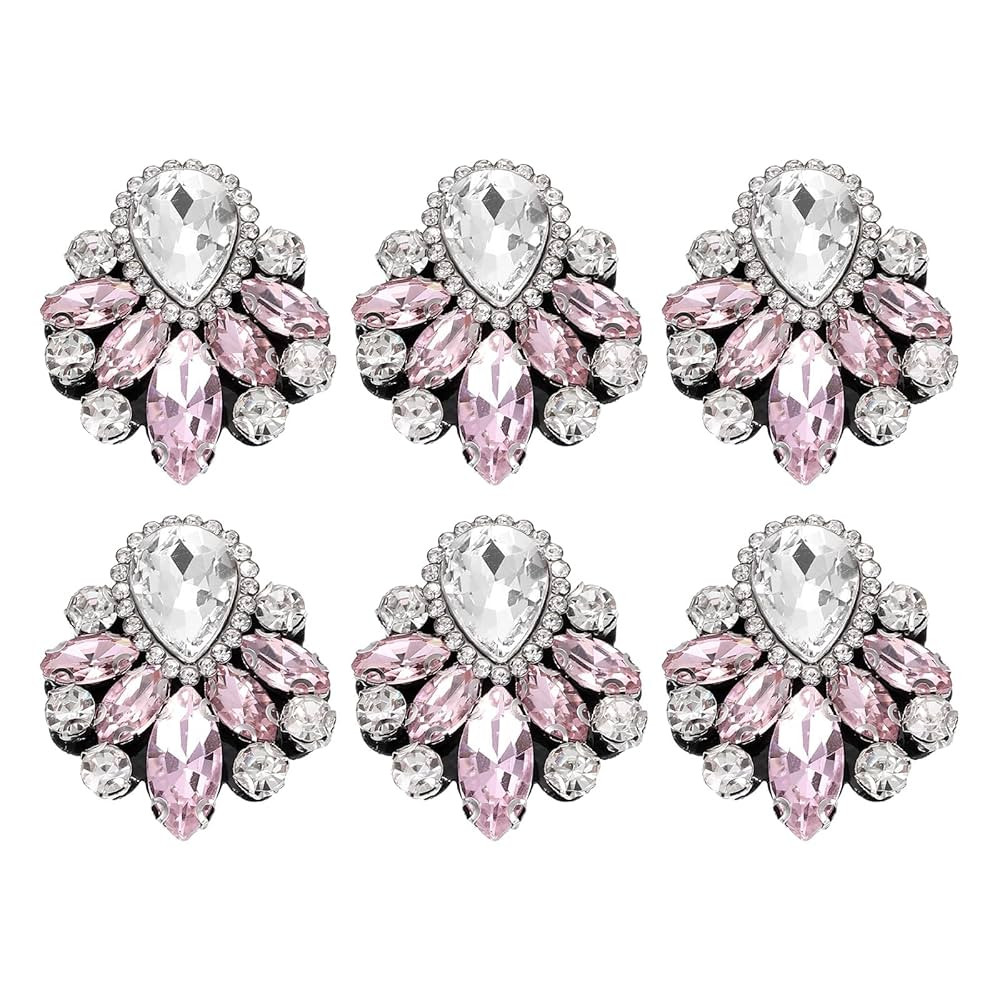 uxcell 6Pcs Handmade Beaded Patches, Glass Crystal Rhinestone Appliques Vintage Sew on Beaded Pat... | Amazon (US)
