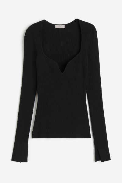 Rib-knit Sweetheart-neckline Top | H&M (US + CA)