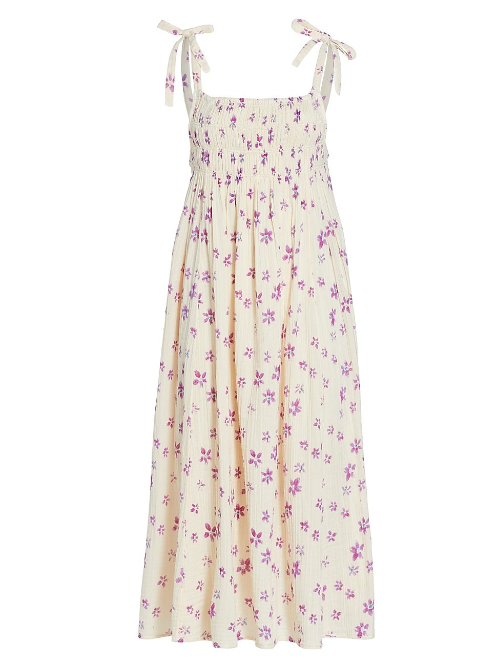 Azure Tie-Shoulder Smocked Maxi Dress | Saks Fifth Avenue