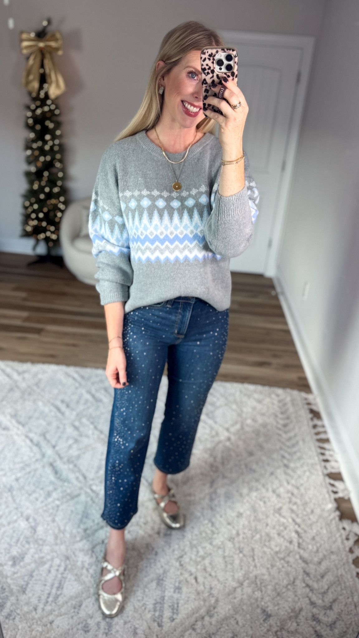 Daily try on, Walmart outfit, Walmart fashion, Walmart try on, sparkle jeans, fair isle sweater 

Small, 2 

#LTKHoliday #LTKFindsUnder50 #LTKStyleTip