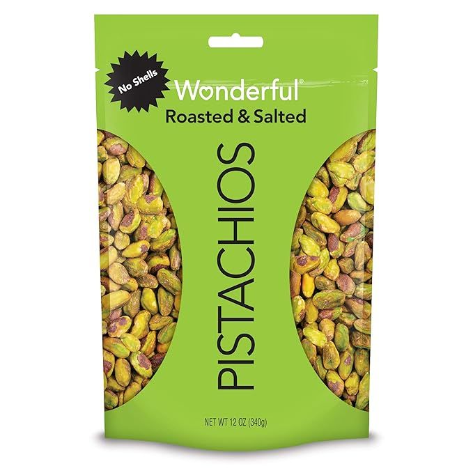 Wonderful Pistachios, No Shells, Roasted and Salted Nuts, 12 Ounce Resealable Bag, Good Source of... | Amazon (US)