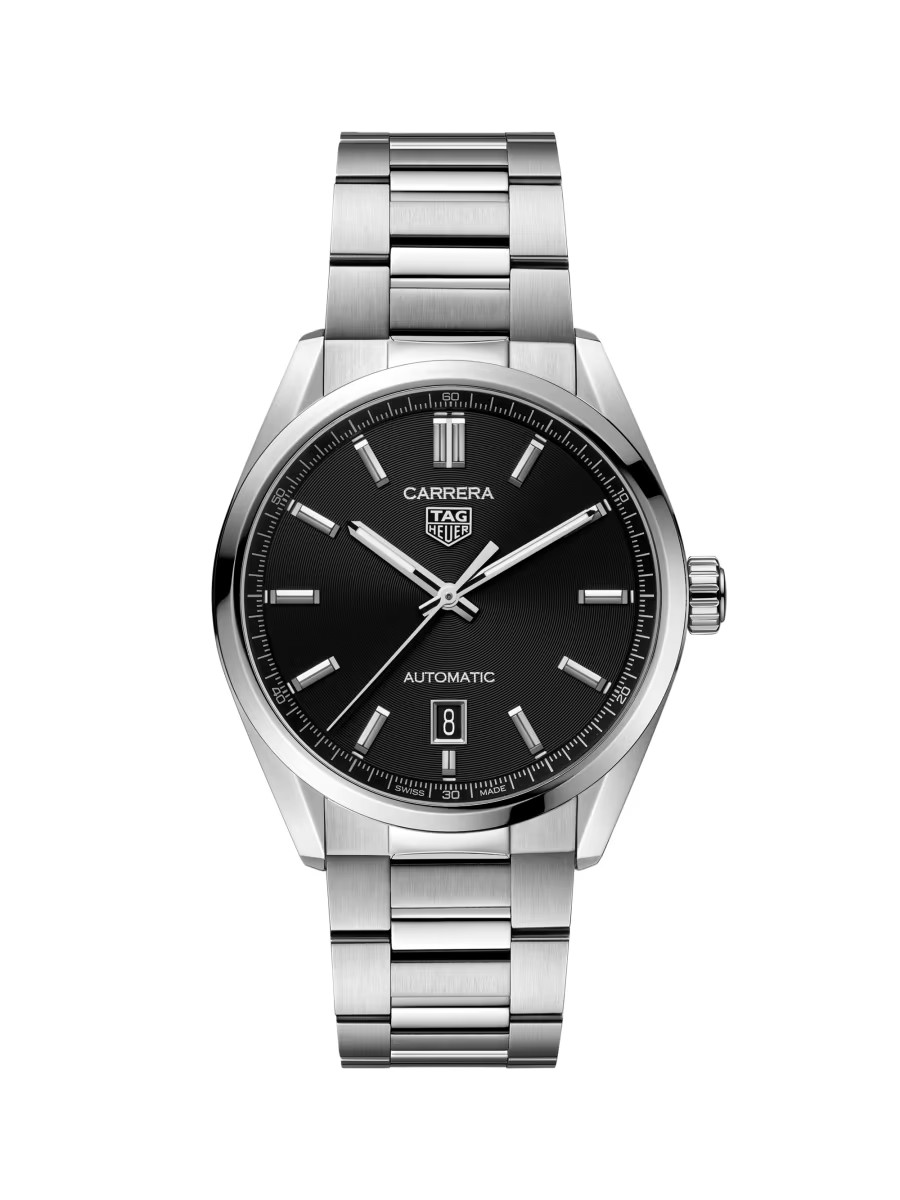 TAG Heuer Carrera Stainless Steel & Black Dial Automatic 39MM Bracelet Watch | Saks Fifth Avenue | Saks Fifth Avenue