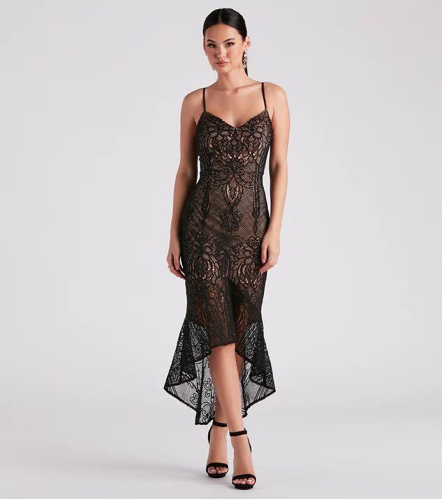 Timelessly Chic High Low Lace Dress | Windsor Stores