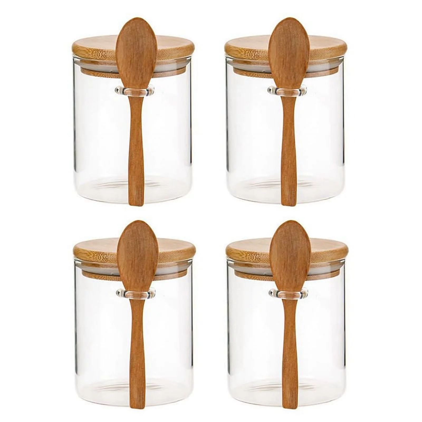 Glass Jars with Bamboo Lid & Bamboo Spoons Glass Food Storage Jars Borosilicate Glass Canisters -... | Walmart (US)