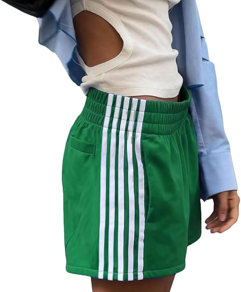 ABINGOO Women Athletic Sweat Shorts Side-Striped Y2k Summer Elastic Waist Workout Loose Wide Leg ... | Amazon (US)