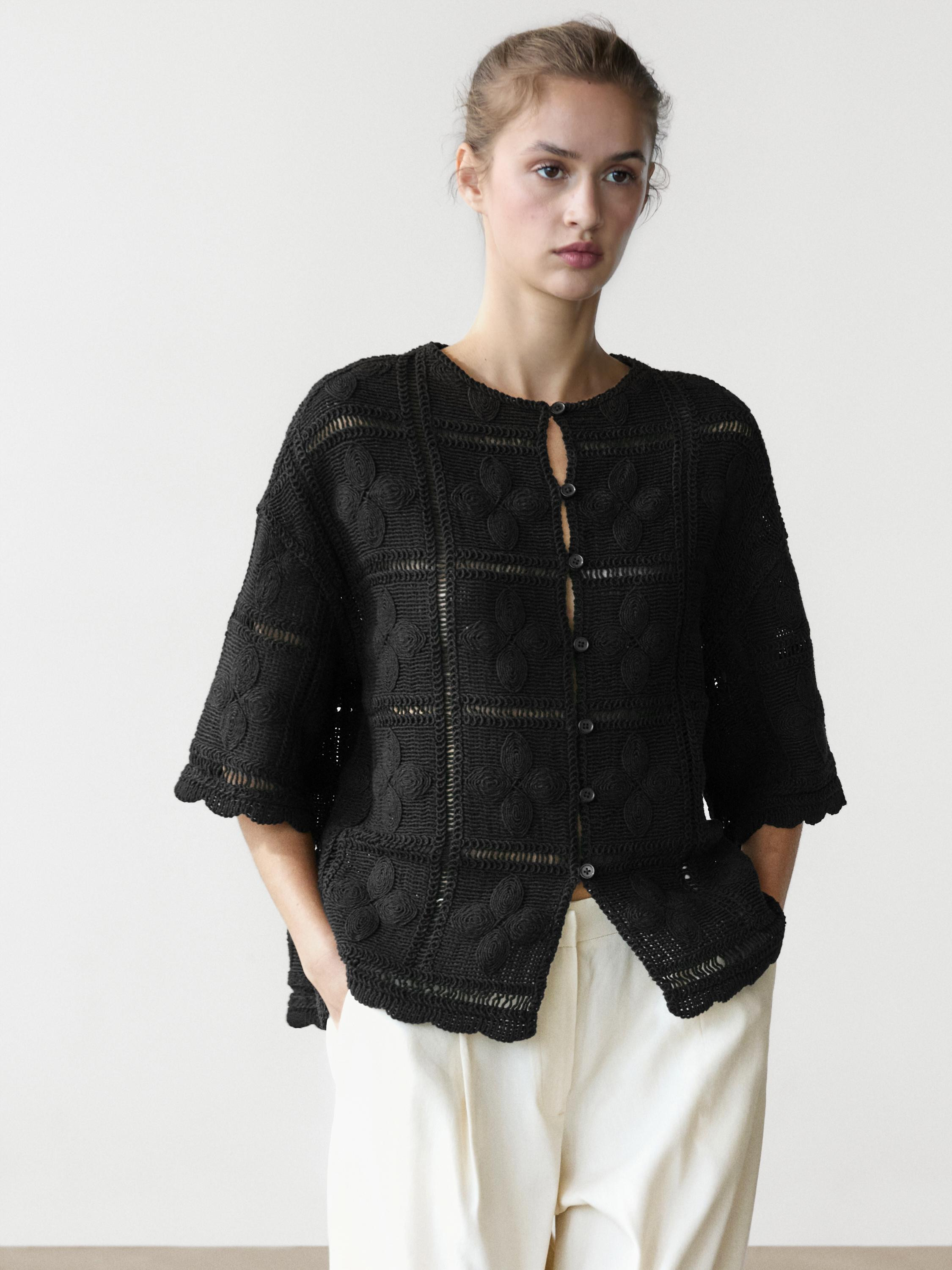 Cutwork crochet cardigan | Massimo Dutti UK