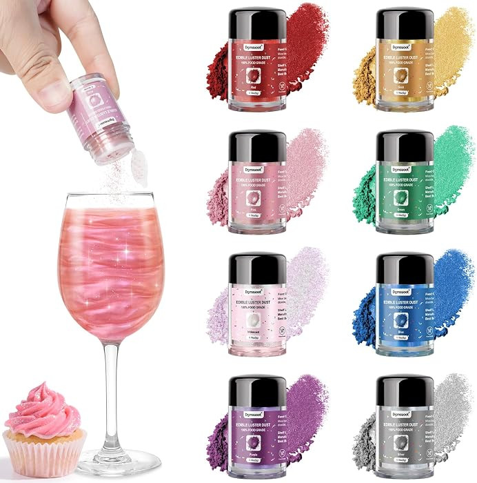 8 Colors Edible Glitter Set, Food Grade Edible Glitter for Drinks, Flavorless Luster Dust Shimmer... | Amazon (US)