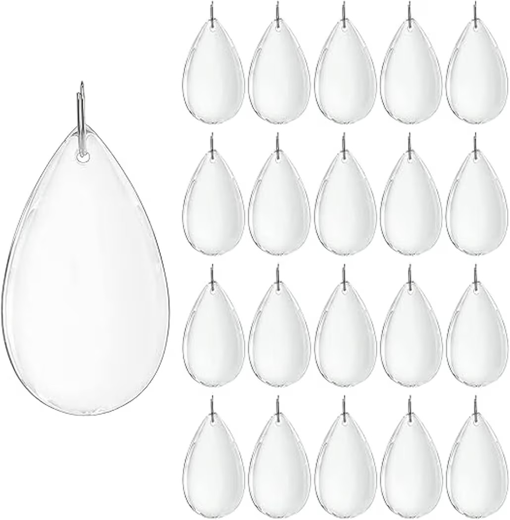 H&D Teardrop Chandelier Crystal Pendants, Clear Crystals Chandelier Prisms Parts, Pack of 20 | Amazon (US)
