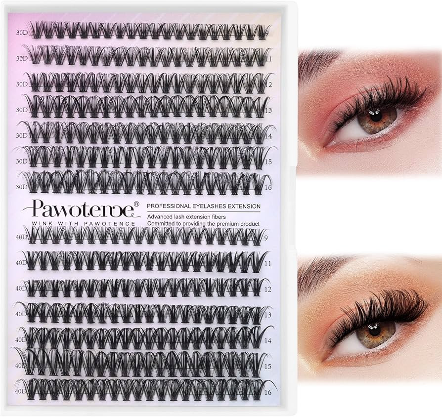 Pawotence Lash Clusters 280pcs Individual Lashes 30D 40D Cluster Eyelash Extensions 9-16mm Eyelas... | Amazon (US)