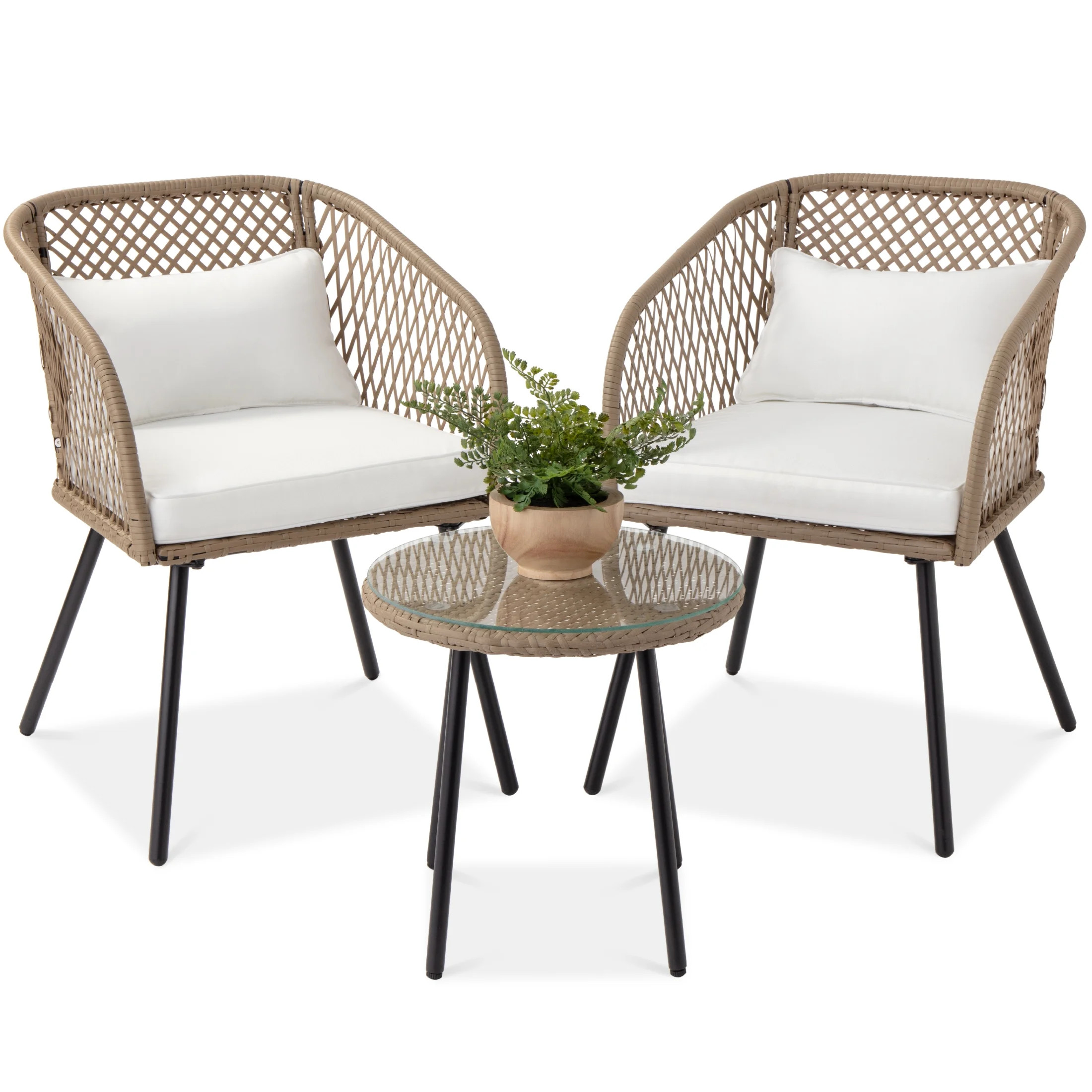 Best Choice Products 3-Piece Outdoor Wicker Bistro Set Patio Chat Conversation Furniture w/ 2 Cha... | Walmart (US)