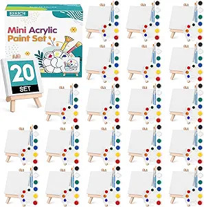 ESRICH 20 Set Mini Canvas Painting Kit, Minis Acrylic Paint Set, Valentines Day Gifts,4*4in Stret... | Amazon (US)