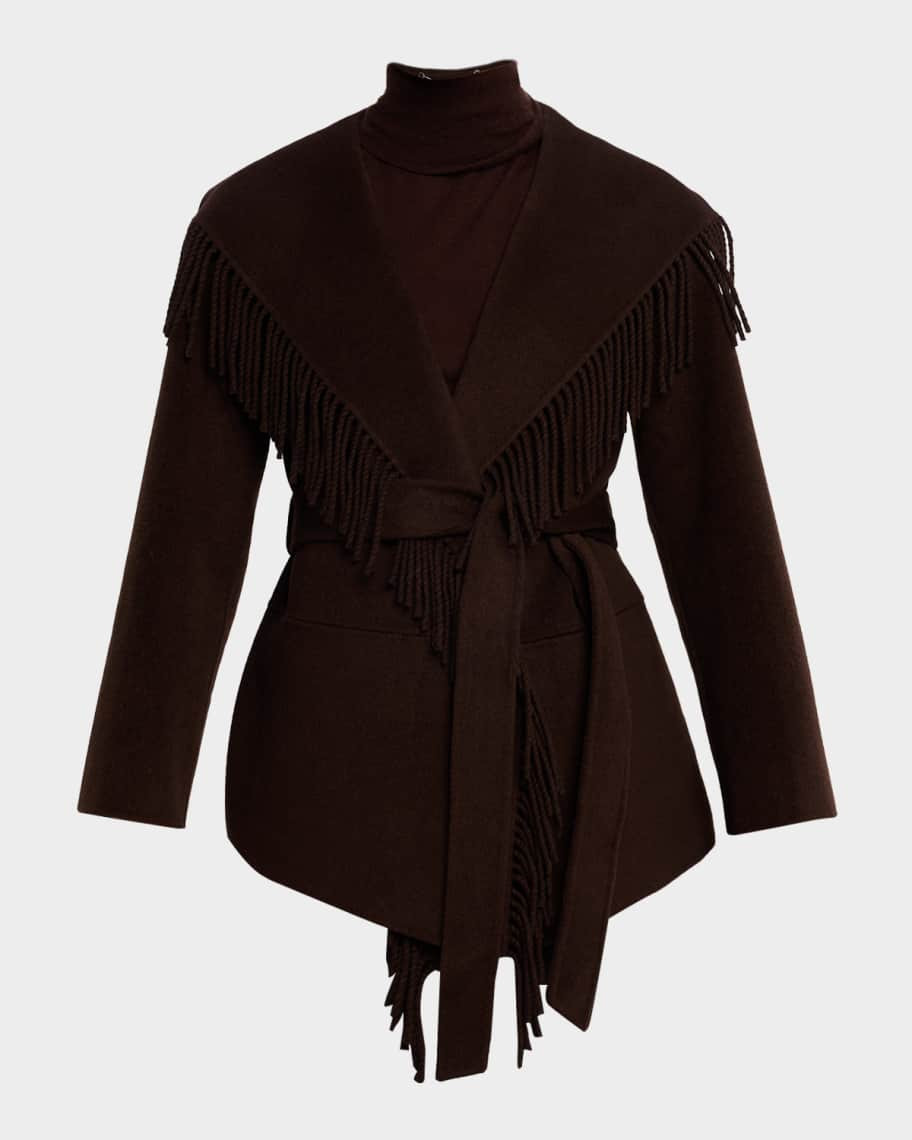 SIMKHAI Rowen Fringe Wool Jacket | Neiman Marcus