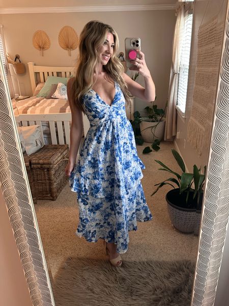 Tiered Ruffle Maxi Dress, Lace-Up Back Maxi Dress. Wearing size XS in the color blue floral. $120

#LTKWedding #LTKParties #LTKStyleTip