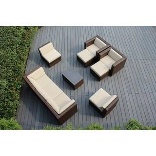 Ohana Outdoor Patio 10 Piece Mixed Brown Wicker Conversation Set with Cushions | Bed Bath & Beyond
