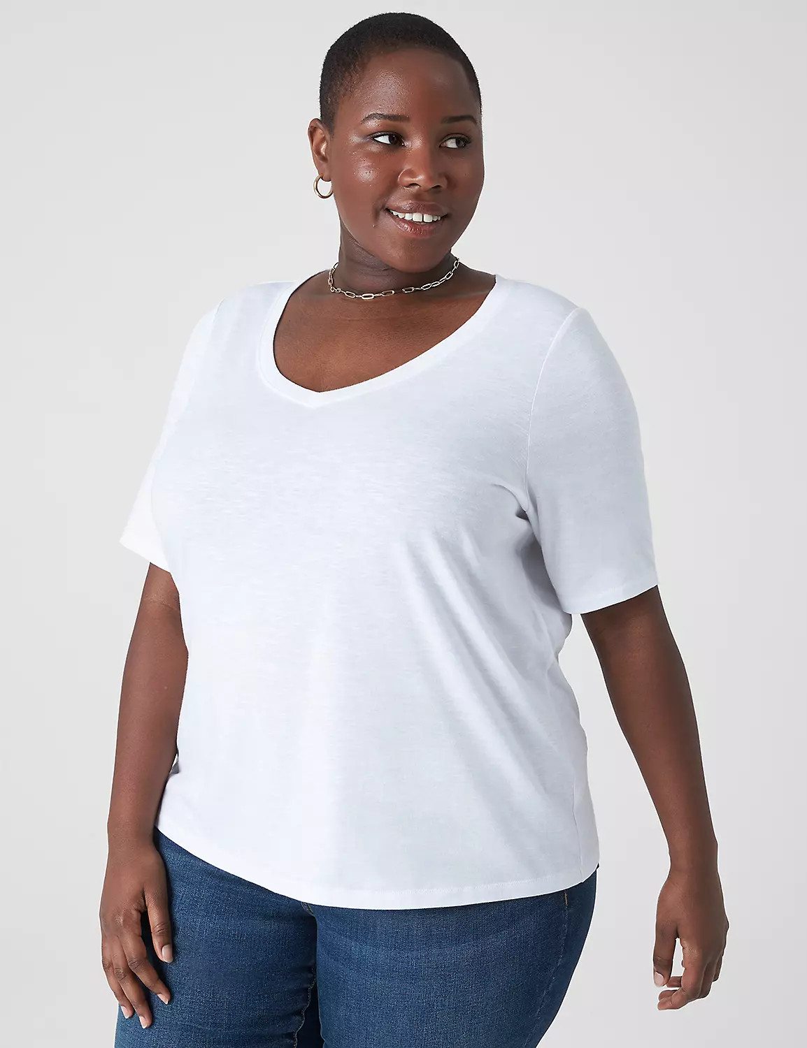 Modern Perfect Sleeve V-Neck Tee | LaneBryant | Lane Bryant (US)