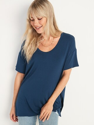 Oversized Luxe Voop-Neck Tunic T-Shirt for Women | Old Navy (US)