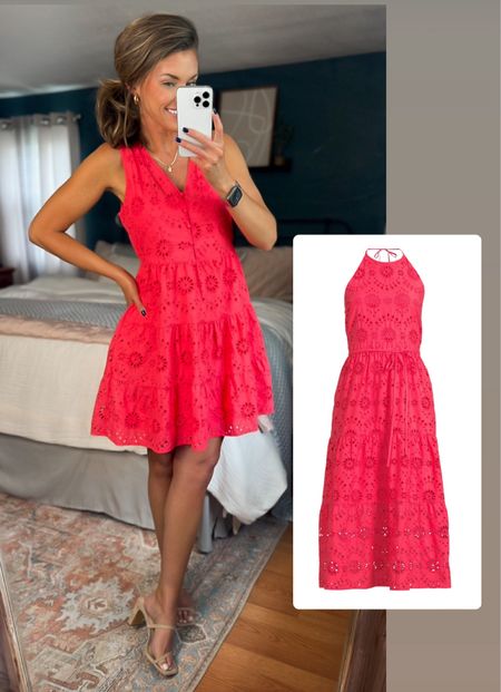 My eyelet dress that sold out now comes in a halter version  

#LTKStyleTip #LTKParties #LTKSeasonal