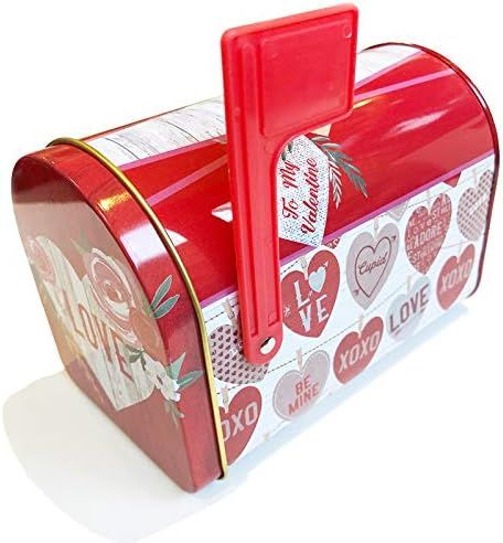 Valentines Day Tins with Lids for Gift Giving Empty Red Mini Mailbox Shaped Cookie Holder Contain... | Amazon (US)