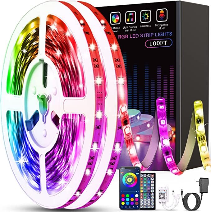 Tenmiro Led Lights for Bedroom 100ft (2 Rolls of 50ft) Music Sync Color Changing LED Strip Lights... | Amazon (US)