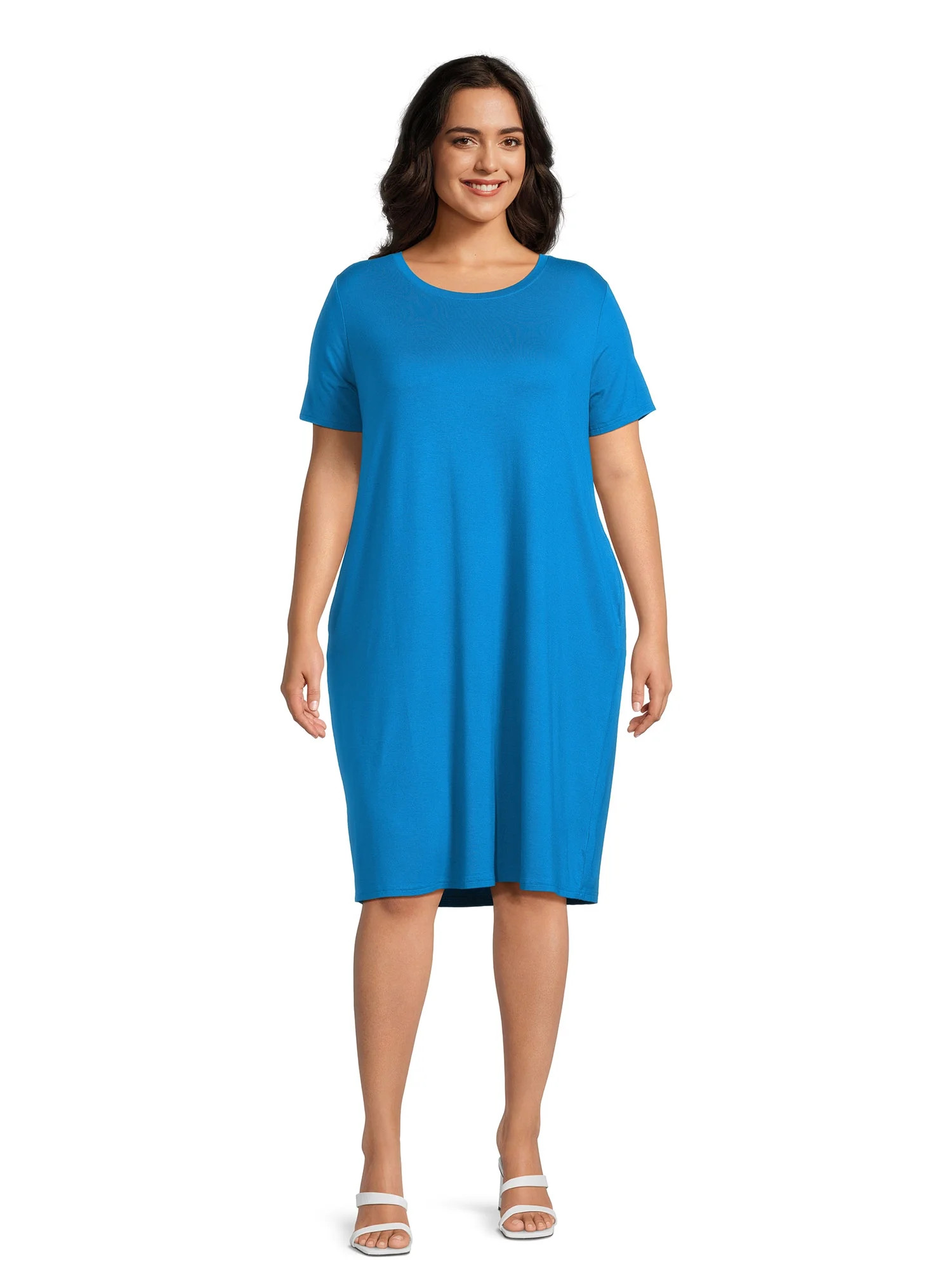 Terra & Sky Women’s Plus Size T-Shirt Dress with Short Sleeves | Walmart (US)