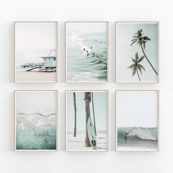 Beach Print Set of 6 Surfing Print Printable Art INSTANT | Etsy | Etsy (US)
