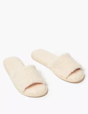 Borg Open Toe Mule Slippers | M&S Collection | M&S | Marks & Spencer (UK)