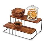 iDesign The Ría Safford Collection Acacia Wood and Wire Two Organizer, 12" x 8.5" x 5", 2 Tier Spice | Amazon (US)