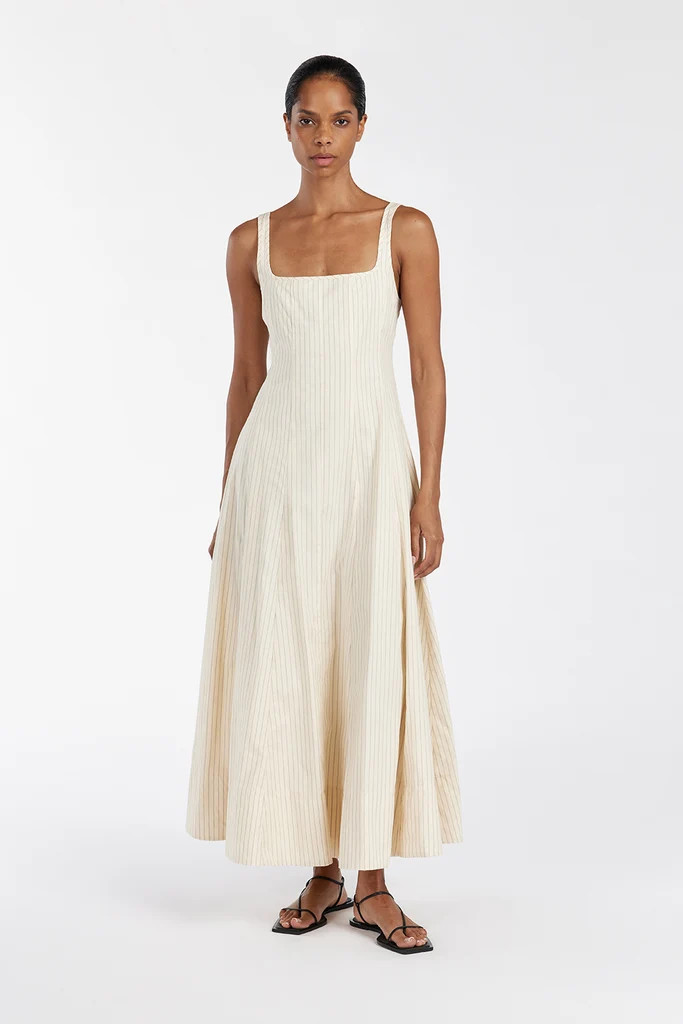 RILEY CREAM STRIPE MIDI DRESS | DISSH
